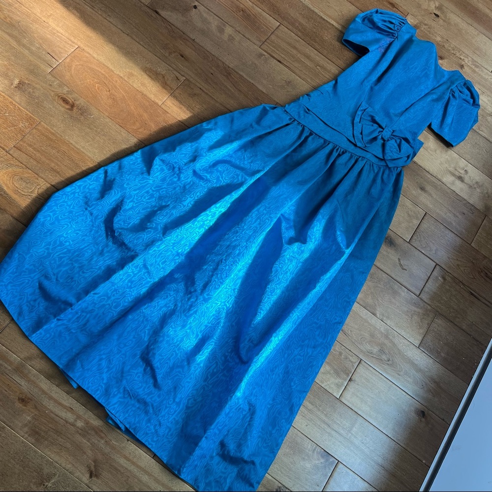 80’s Vintage Prom Party Dress Blue Gown